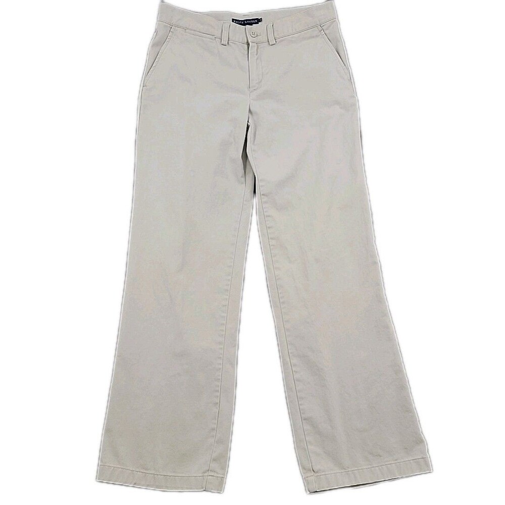 Ralph Lauren Womens Chino Pants  Size 4 Classic Polo 100% Cotton BUTTON MISSING